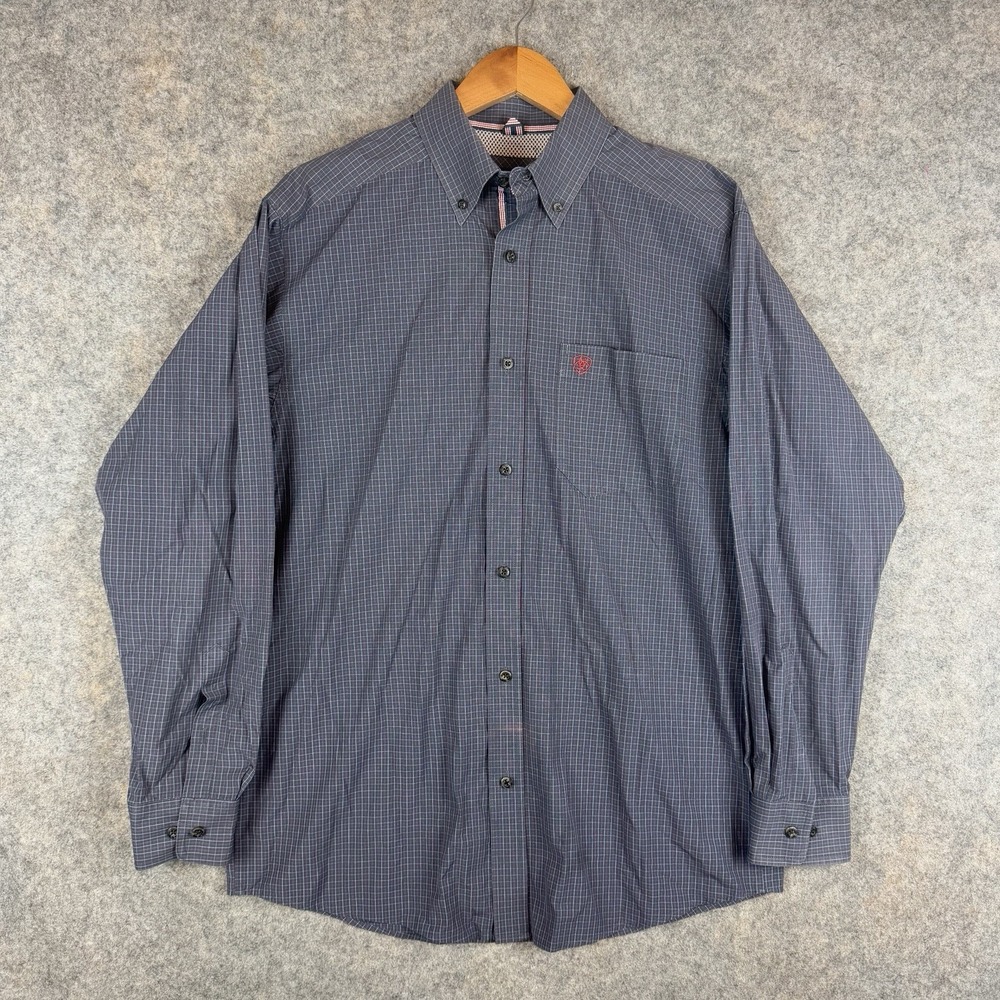 Ariat Pro Series Shirt Mens Medium Check Western Cowboy Classic Rodeo - Picture 1 of 10